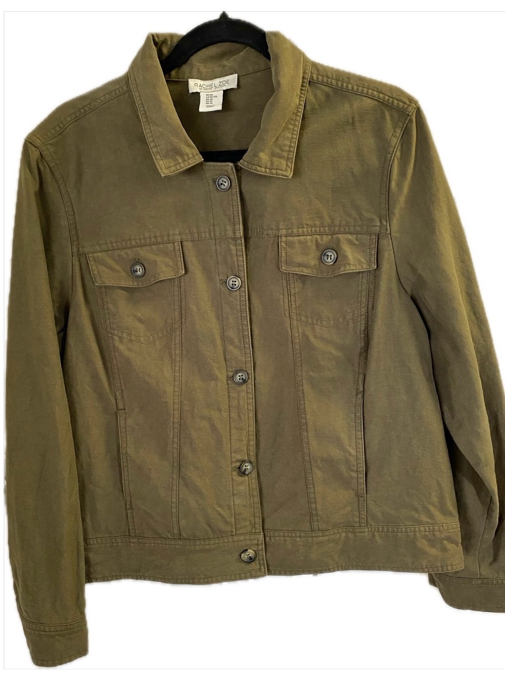 Rachel Zoe Olive Green Button-Front Jean Jacket